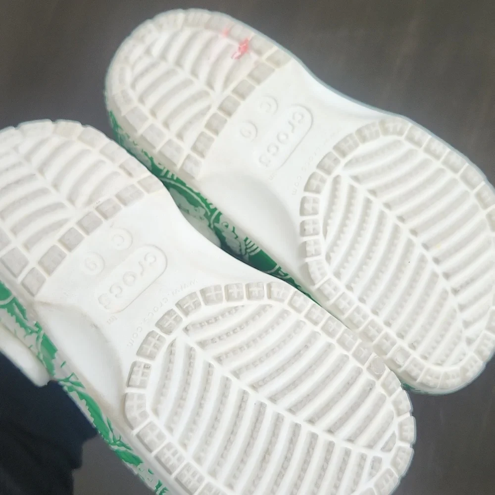 Green Crocs Patterned Kids Slippers